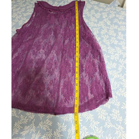 Vintage Arizona Sz L Purple Babydoll Lace Sheer Fairy Feminine Y2K Dainty Top - Picture 8 of 11